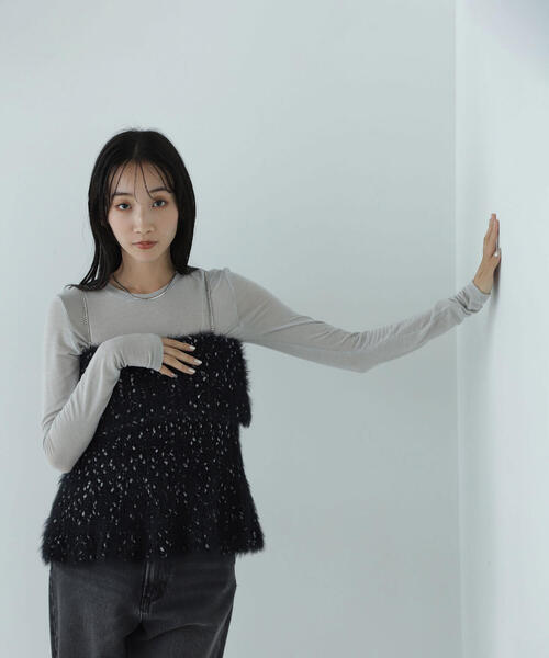 NATURAL BEAUTY BASIC(ナチュラルビューティーベーシック)の「◇ミックスシャギーニットキャミ(キャミソール・レディース・ブルー系その他/ブラック系その他・FREE)」の5枚目の写真