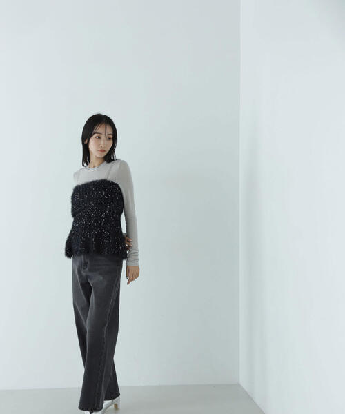 NATURAL BEAUTY BASIC(ナチュラルビューティーベーシック)の「◇ミックスシャギーニットキャミ(キャミソール・レディース・ブルー系その他/ブラック系その他・FREE)」の6枚目の写真