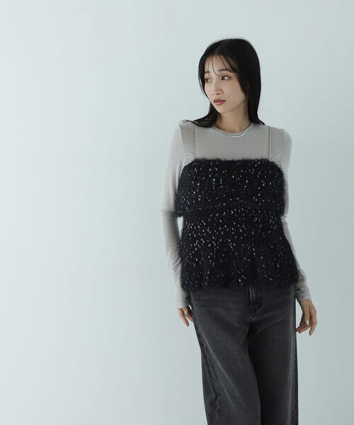 NATURAL BEAUTY BASIC(ナチュラルビューティーベーシック)の「◇ミックスシャギーニットキャミ(キャミソール・レディース・ブルー系その他/ブラック系その他・FREE)」の8枚目の写真