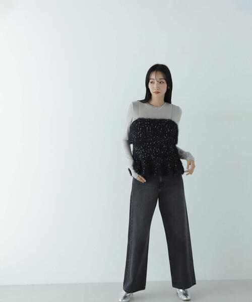 NATURAL BEAUTY BASIC(ナチュラルビューティーベーシック)の「◇ミックスシャギーニットキャミ(キャミソール・レディース・ブルー系その他/ブラック系その他・FREE)」の9枚目の写真