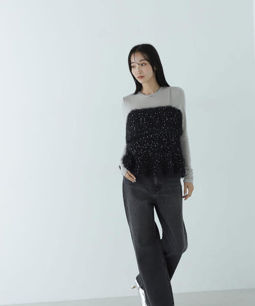 NATURAL BEAUTY BASIC(ナチュラルビューティーベーシック)の「◇ミックスシャギーニットキャミ(キャミソール・レディース・ブルー系その他/ブラック系その他・FREE)」の10枚目の写真