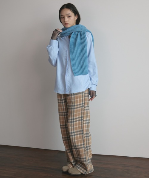 MERLOT（メルロー）の「リブニットマフラー（マフラー・レディース・イエロー/ピンク/ブルー・FREE）」の4枚目の写真