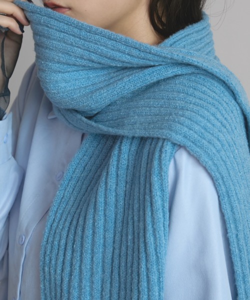 MERLOT（メルロー）の「リブニットマフラー（マフラー・レディース・イエロー/ピンク/ブルー・FREE）」の9枚目の写真