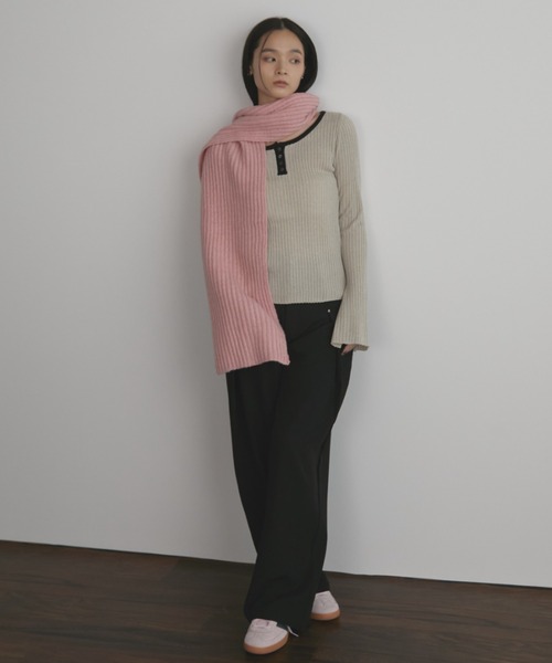 MERLOT（メルロー）の「リブニットマフラー（マフラー・レディース・イエロー/ピンク/ブルー・FREE）」の14枚目の写真