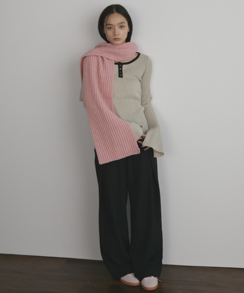 MERLOT（メルロー）の「リブニットマフラー（マフラー・レディース・イエロー/ピンク/ブルー・FREE）」の15枚目の写真