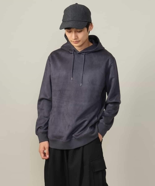 a.v.v(アーヴェヴェ)の「【春まで使える】フェイクスエードパーカー(無地)(パーカー・メンズ・チャコールグレー/ベージュ/ミント・44/46/48/50)」の4枚目の写真