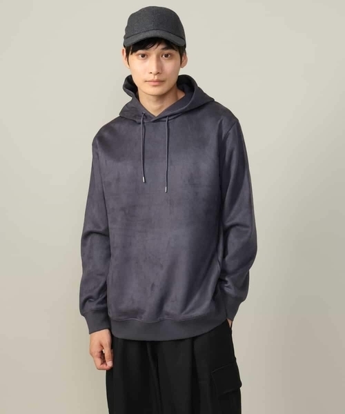 a.v.v(アーヴェヴェ)の「【春まで使える】フェイクスエードパーカー(無地)(パーカー・メンズ・チャコールグレー/ベージュ/ミント・44/46/48/50)」の5枚目の写真