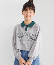 coca（coca）（コカ）の「キッズ 裏毛短丈プリントポロカラースウェットトップス（スウェット・キッズ）」