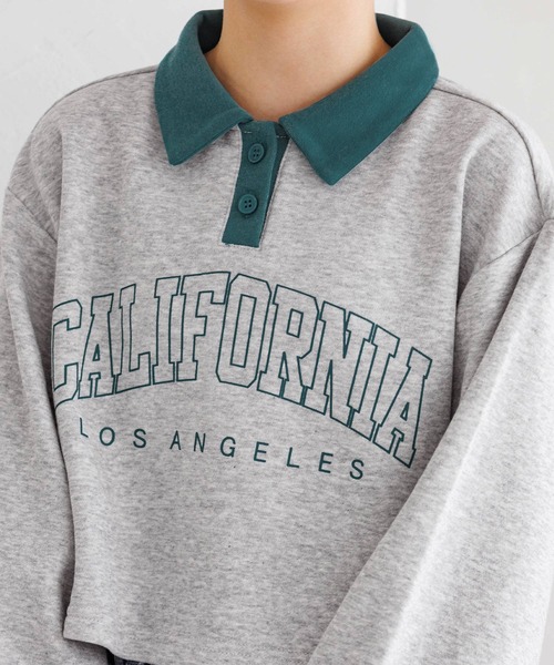 coca（coca）（コカ）の「キッズ 裏毛短丈プリントポロカラースウェットトップス（スウェット・キッズ・ブルー/ブラック/チャコール/ライトグレー・120/150/130/140）」の21枚目の写真