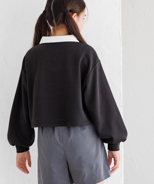 coca（coca）（コカ）の「キッズ 裏毛短丈プリントポロカラースウェットトップス（スウェット・キッズ・ブルー/ブラック/チャコール/ライトグレー・120/150/130/140）」の14枚目の写真