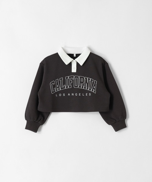 coca（coca）（コカ）の「キッズ 裏毛短丈プリントポロカラースウェットトップス（スウェット・キッズ・ブルー/ブラック/チャコール/ライトグレー・120/150/130/140）」の16枚目の写真