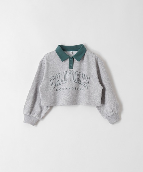 coca（coca）（コカ）の「キッズ 裏毛短丈プリントポロカラースウェットトップス（スウェット・キッズ・ブルー/ブラック/チャコール/ライトグレー・120/150/130/140）」の18枚目の写真