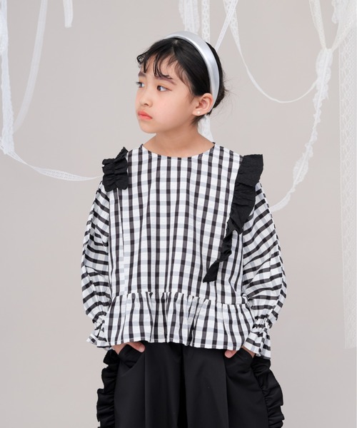 チェックドルマンスリーブフリルブラウス（シャツ/ブラウス）｜unica（ユニカ）