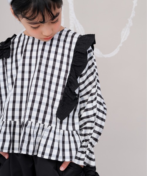 チェックドルマンスリーブフリルブラウス（シャツ/ブラウス）｜unica（ユニカ）