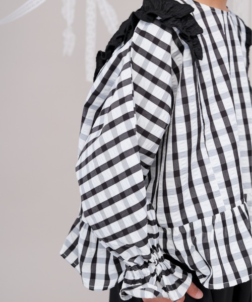 チェックドルマンスリーブフリルブラウス（シャツ/ブラウス）｜unica（ユニカ）