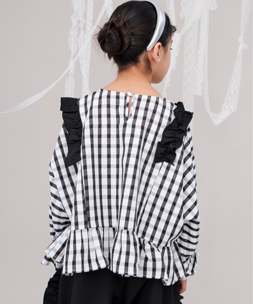 チェックドルマンスリーブフリルブラウス（シャツ/ブラウス）｜unica（ユニカ）