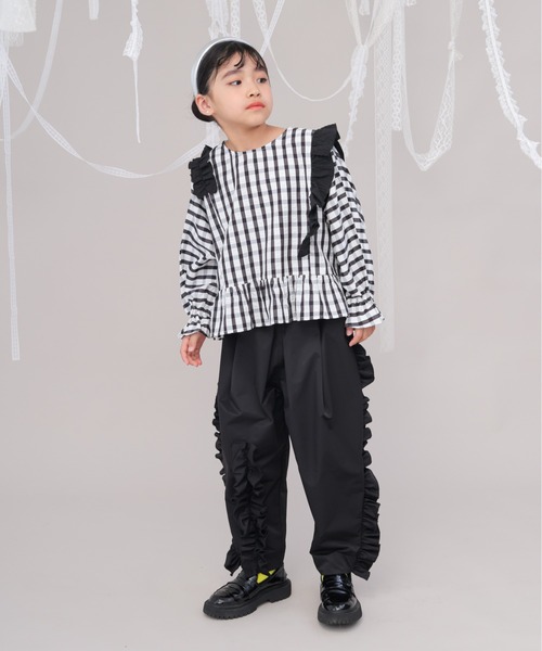 チェックドルマンスリーブフリルブラウス（シャツ/ブラウス）｜unica（ユニカ）