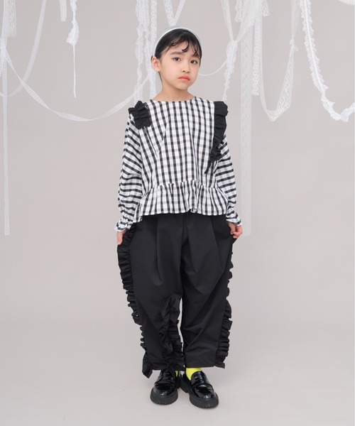 チェックドルマンスリーブフリルブラウス（シャツ/ブラウス）｜unica（ユニカ）