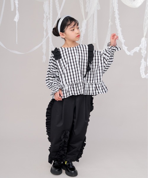 チェックドルマンスリーブフリルブラウス（シャツ/ブラウス）｜unica（ユニカ）