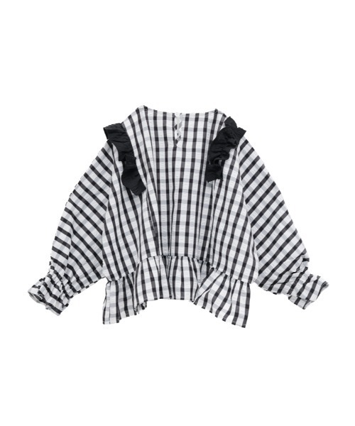 チェックドルマンスリーブフリルブラウス（シャツ/ブラウス）｜unica（ユニカ）