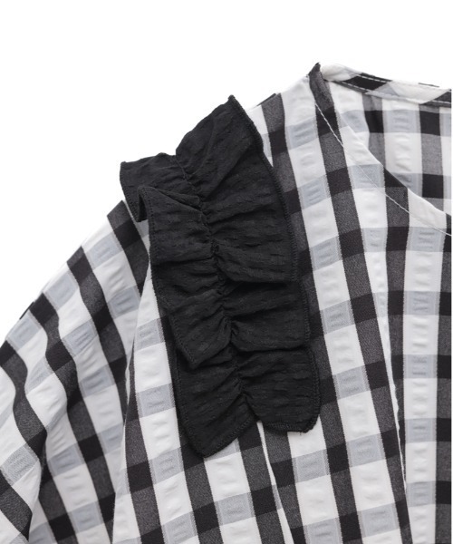 チェックドルマンスリーブフリルブラウス（シャツ/ブラウス）｜unica（ユニカ）