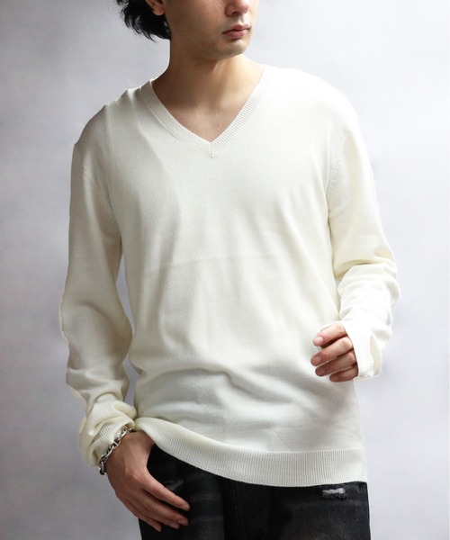 8(eight)(エイト)の「カシミヤタッチVネックセーター(ニット/セーター・メンズ・ホワイト/ブラック/ベージュ/ネイビー/ワインレッド/杢グレー/グレー系その他/ブルー系その他・SMALL/MEDIUM/X-LARGE/LARGE)」の1枚目の写真