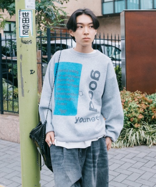 新作【MR NEARLY】line damege knit  オーバーサイズ HEAVY OZ YAK KNIT SLIT CREW NECK PULLOVER - WUNDER