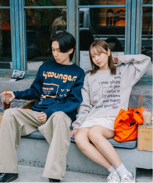 ニット・セーター IONSEOUL noise pattern over KNIT BBJ19 ブークレハイネックショートニット