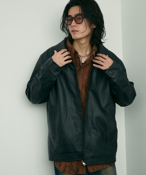 Shoowtime(ショウタイム)の「fur collar synthetic leather jacket / 襟ファー合成皮革ジャケット 取り外し可能(ブルゾン・メンズ・ダークブラウン/ブラウン/ブラック・MEDIUM/X-LARGE/LARGE)」の11枚目の写真