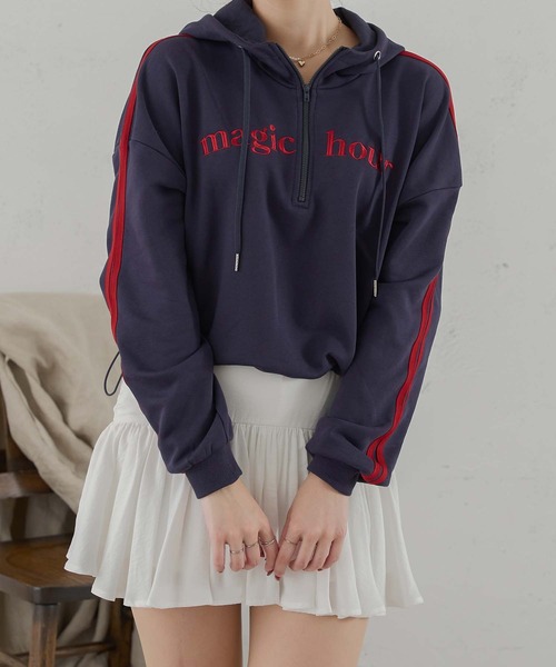Ambre neige りなてぃコラボ りなてぃコラボ】ハーフジップロゴスウェット/WEB/EC限定商品