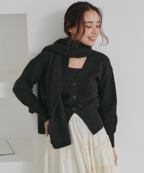 セール】マフラー付きカーディガン（カーディガン/ボレロ）｜titivate