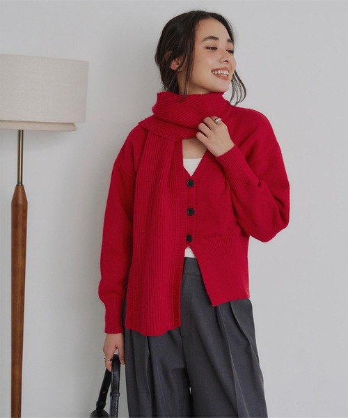 titivate(ティティベイト)の「マフラー付きカーディガン(カーディガン/ボレロ・レディース・レッド/ブラック/ホワイト・FREE)」の18枚目の写真