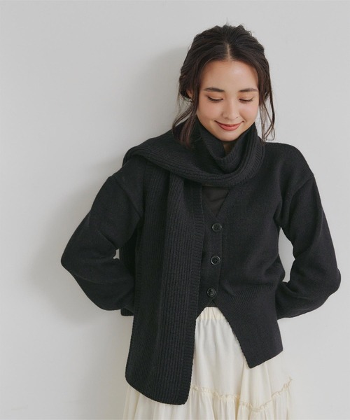 titivate(ティティベイト)の「マフラー付きカーディガン(カーディガン/ボレロ・レディース・レッド/ブラック/ホワイト・FREE)」の16枚目の写真