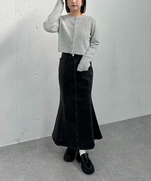 archives（アルシーヴ）の「２ＷＡＹラメフェザーコンパクトニットカーディガン（ニット/セーター・レディース・ピンク/グレー/ブルー/アイボリー・MEDIUM）」の15枚目の写真