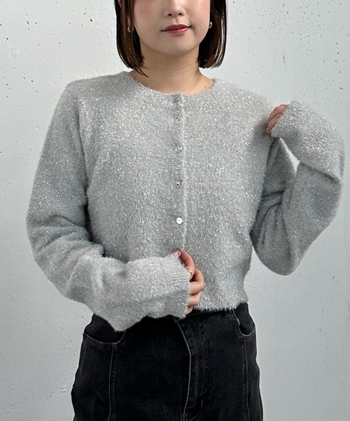 archives（アルシーヴ）の「２ＷＡＹラメフェザーコンパクトニットカーディガン（ニット/セーター・レディース・ピンク/グレー/ブルー/アイボリー・MEDIUM）」の13枚目の写真