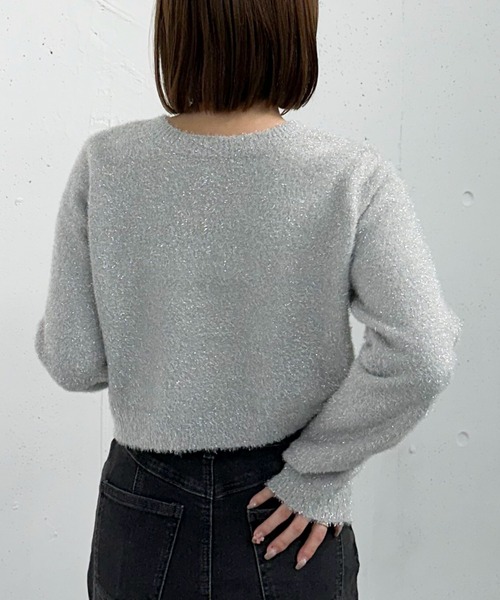 archives（アルシーヴ）の「２ＷＡＹラメフェザーコンパクトニットカーディガン（ニット/セーター・レディース・ピンク/グレー/ブルー/アイボリー・MEDIUM）」の14枚目の写真