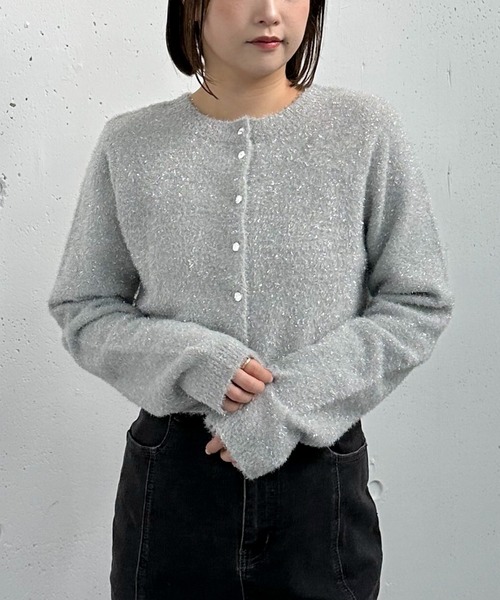 archives（アルシーヴ）の「２ＷＡＹラメフェザーコンパクトニットカーディガン（ニット/セーター・レディース・ピンク/グレー/ブルー/アイボリー・MEDIUM）」の12枚目の写真