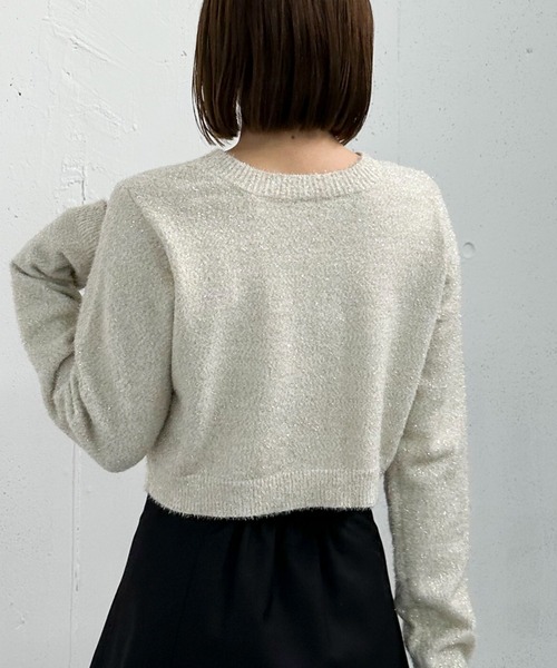 archives（アルシーヴ）の「２ＷＡＹラメフェザーコンパクトニットカーディガン（ニット/セーター・レディース・ピンク/グレー/ブルー/アイボリー・MEDIUM）」の6枚目の写真