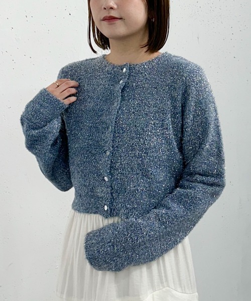 archives（アルシーヴ）の「２ＷＡＹラメフェザーコンパクトニットカーディガン（ニット/セーター・レディース・ピンク/グレー/ブルー/アイボリー・MEDIUM）」の20枚目の写真