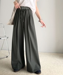 classicalelf | 快適大人エレガントスタイル。Wウエストイージーパンツ（ウエストストライプ柄）(スラックス)