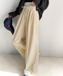 classicalelf | 快適大人エレガントスタイル。Wウエストイージーパンツ（ウエストストライプ柄）(スラックス)