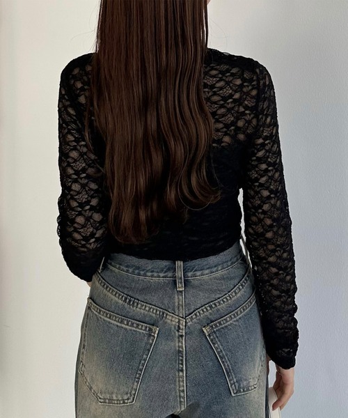 callautia(カラウティア)の「ドレープレースカットソー(Tシャツ/カットソー・レディース・チャコール/ホワイト/ブラック・X-LARGE/LARGE/MEDIUM/SMALL)」の11枚目の写真