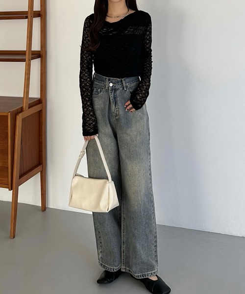 callautia(カラウティア)の「ドレープレースカットソー(Tシャツ/カットソー・レディース・チャコール/ホワイト/ブラック・X-LARGE/LARGE/MEDIUM/SMALL)」の12枚目の写真