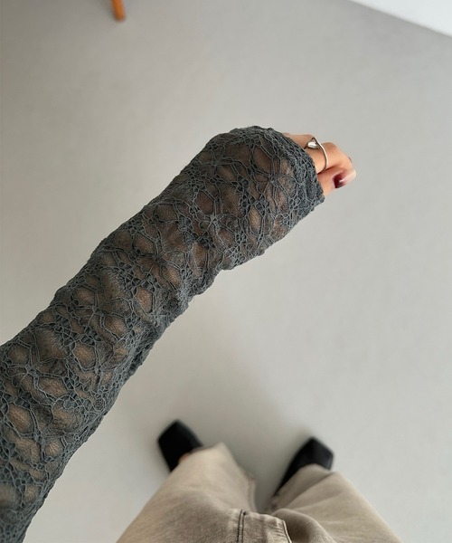 callautia(カラウティア)の「ドレープレースカットソー(Tシャツ/カットソー・レディース・チャコール/ホワイト/ブラック・X-LARGE/LARGE/MEDIUM/SMALL)」の18枚目の写真