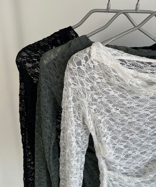 callautia(カラウティア)の「ドレープレースカットソー(Tシャツ/カットソー・レディース・チャコール/ホワイト/ブラック・X-LARGE/LARGE/MEDIUM/SMALL)」の20枚目の写真