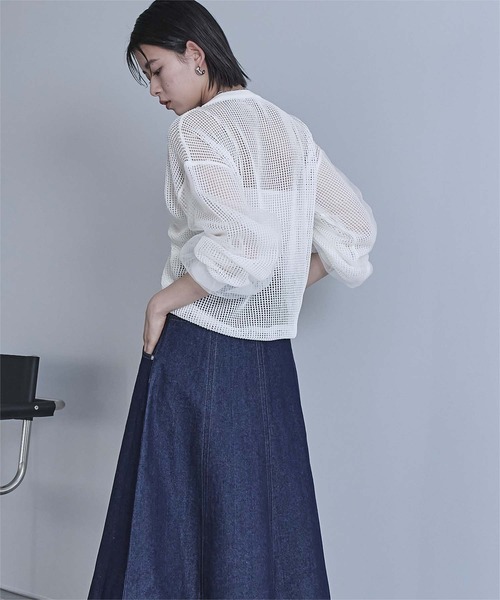 miette（ミエット）の「ドロストメッシュニットトップス（ニット/セーター・レディース・パープル/ミント/ブラック/オフホワイト・FREE）」の19枚目の写真