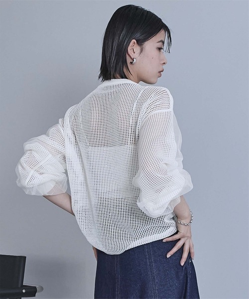 miette（ミエット）の「ドロストメッシュニットトップス（ニット/セーター・レディース・パープル/ミント/ブラック/オフホワイト・FREE）」の15枚目の写真