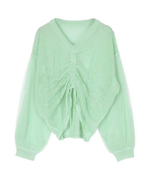 miette（ミエット）の「ドロストメッシュニットトップス（ニット/セーター・レディース・パープル/ミント/ブラック/オフホワイト・FREE）」の10枚目の写真