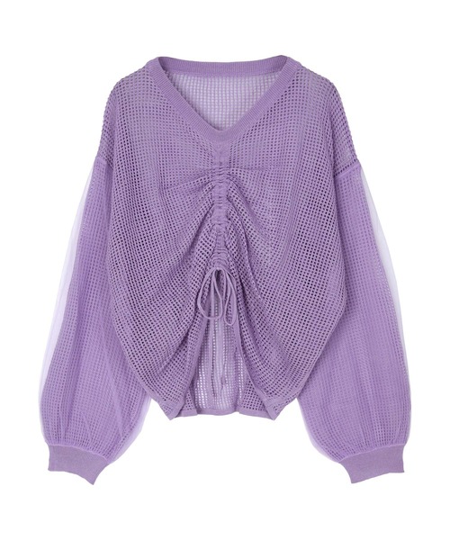 miette（ミエット）の「ドロストメッシュニットトップス（ニット/セーター・レディース・パープル/ミント/ブラック/オフホワイト・FREE）」の11枚目の写真