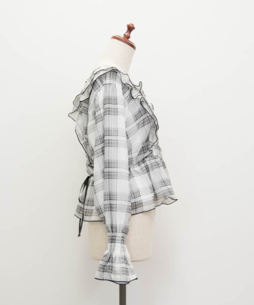 チェック柄フリルブラウス（シャツ/ブラウス）｜CLETTE（クレット）
